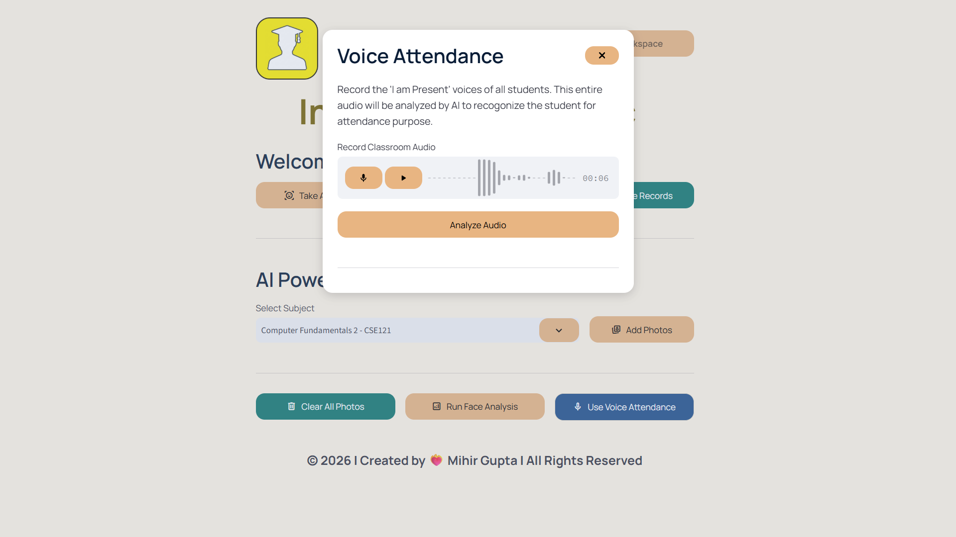 Voice ID Attendance Interface